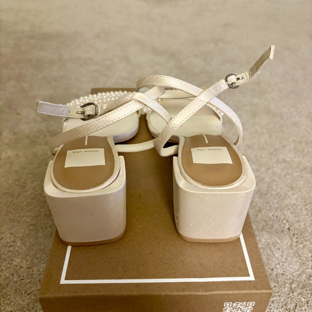 Dolce Vita Cream Pearl Embellished Heels - Picture 4 of 8
